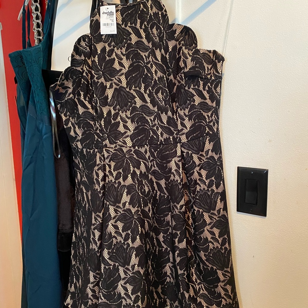 Never worn scallop high neck lace dress